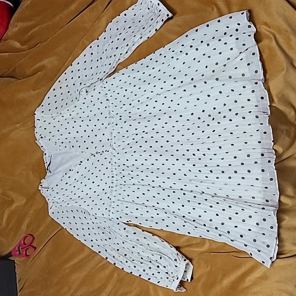 white and black polka dress - Zara